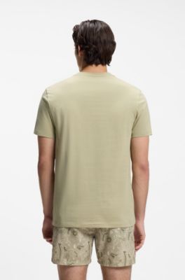 Camiseta de punto de algod&oacute;n con logo estampado, Caqui