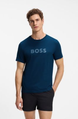 Cotton jersey T-shirt with logo print, Dark Blue