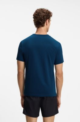 Cotton jersey T-shirt with logo print, Dark Blue