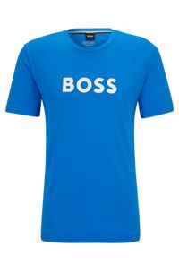 T-shirt Regular en jersey de coton à logo imprimé, Bleu