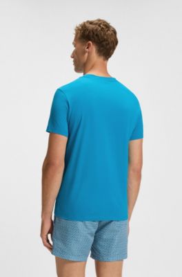 T-shirt en jersey de coton avec logo imprim&eacute;, Turquoise
