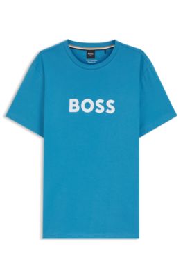 T-shirt en jersey de coton &agrave; logo imprim&eacute;, Turquoise