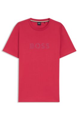T-shirt en jersey de coton &agrave; logo imprim&eacute;, Rouge sombre