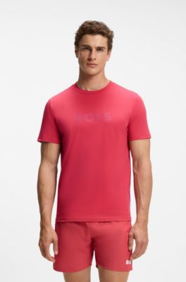 Cotton-jersey T-shirt with logo print, Dark Red