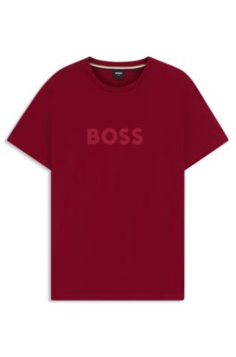 T-shirt en jersey de coton &agrave; logo imprim&eacute;, Rouge
