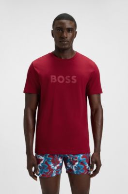 T-shirt en jersey de coton &agrave; logo imprim&eacute;, Rouge