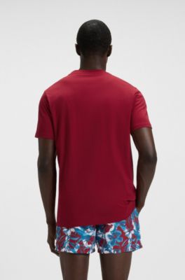 T-shirt en jersey de coton &agrave; logo imprim&eacute;, Rouge