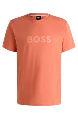 Camiseta de punto de algod&oacute;n con logo estampado, Naranja