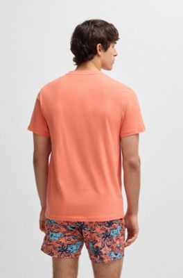 Camiseta de punto de algod&oacute;n con logo estampado, Naranja