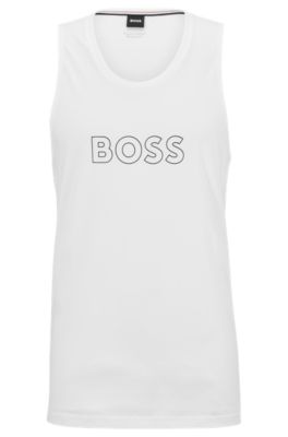 BOSS - Cotton tank top with outline logo