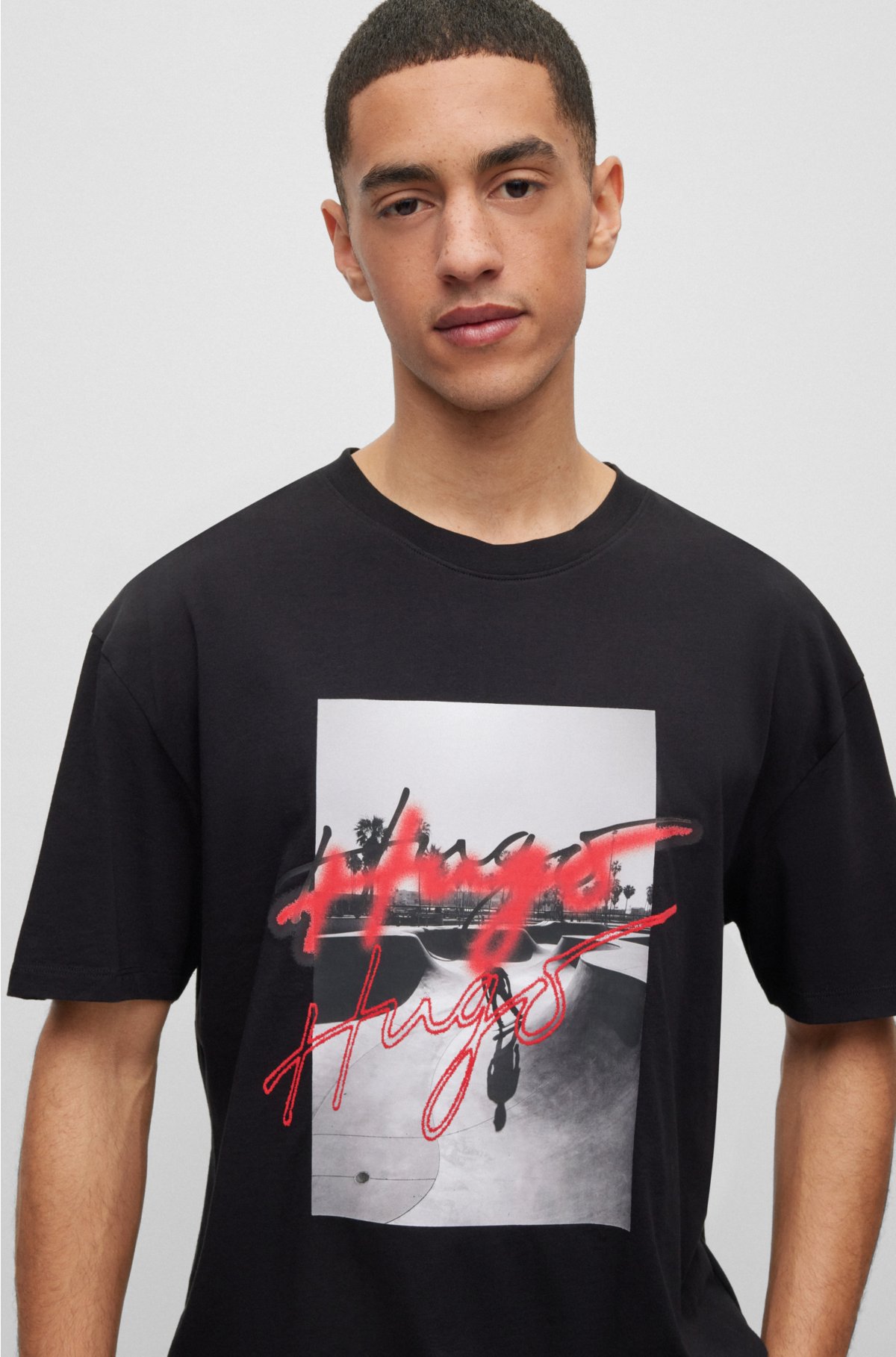 Oversized Distressed Logo-Print Cotton-Jersey T-Shirt