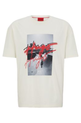 HUGO - Oversized-fit T-shirt in cotton with logo graphic