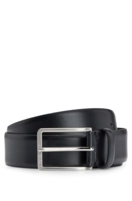 Pin-buckle belt in Italian leather, Black