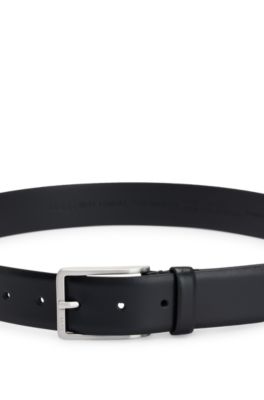 Pin-buckle belt in Italian leather, Black