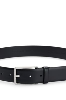 Pin-buckle belt in Italian leather, Black