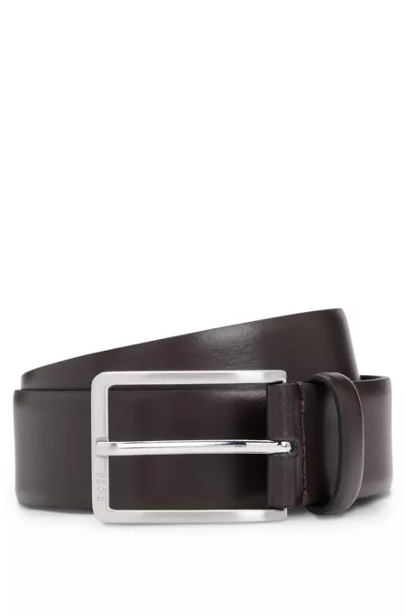 Pin-buckle belt in Italian leather