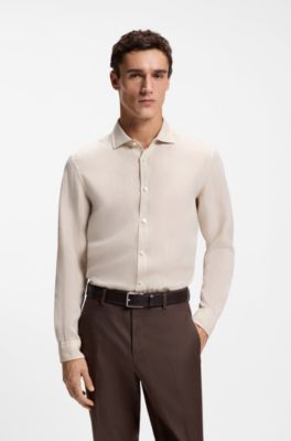 Pin-buckle belt in Italian leather, Dark Brown