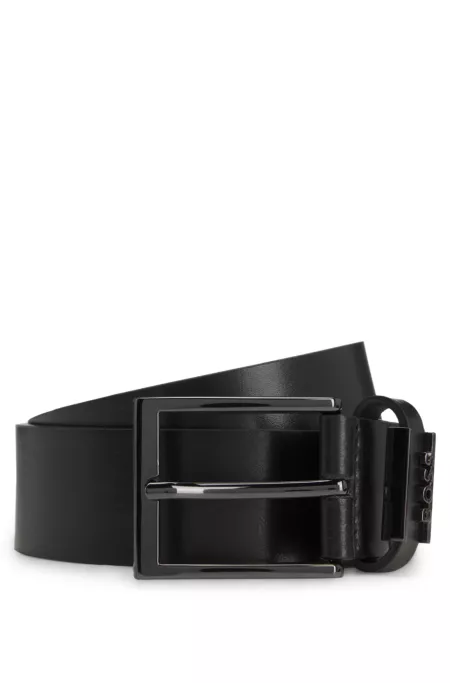 Italian-leather belt with logo keeper