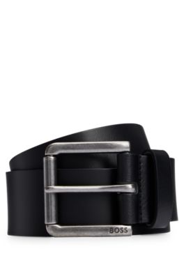 Hugo Boss Leather Belt With Branded Pin Buckle In Black