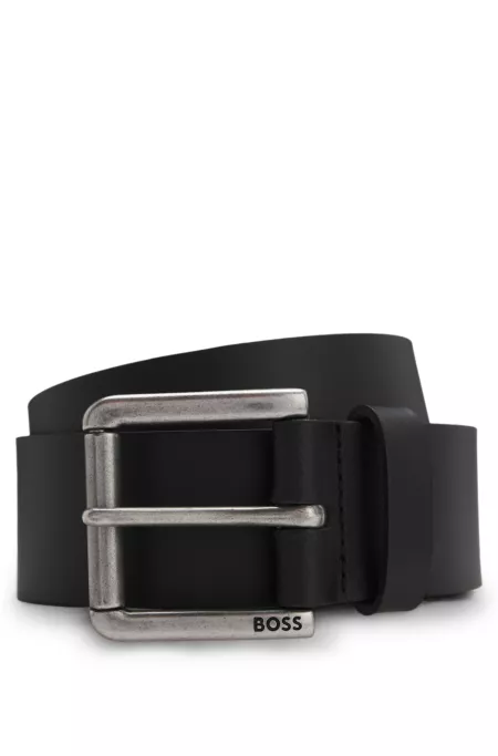 Roller-buckle belt in leather