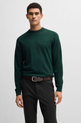 Ceinture en cuir de buffle avec boucle &agrave; ardillon logot&eacute;e, Marron fonc&eacute;