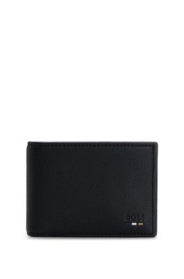 BOSS Faux leather billfold wallet with logo and signature stripe