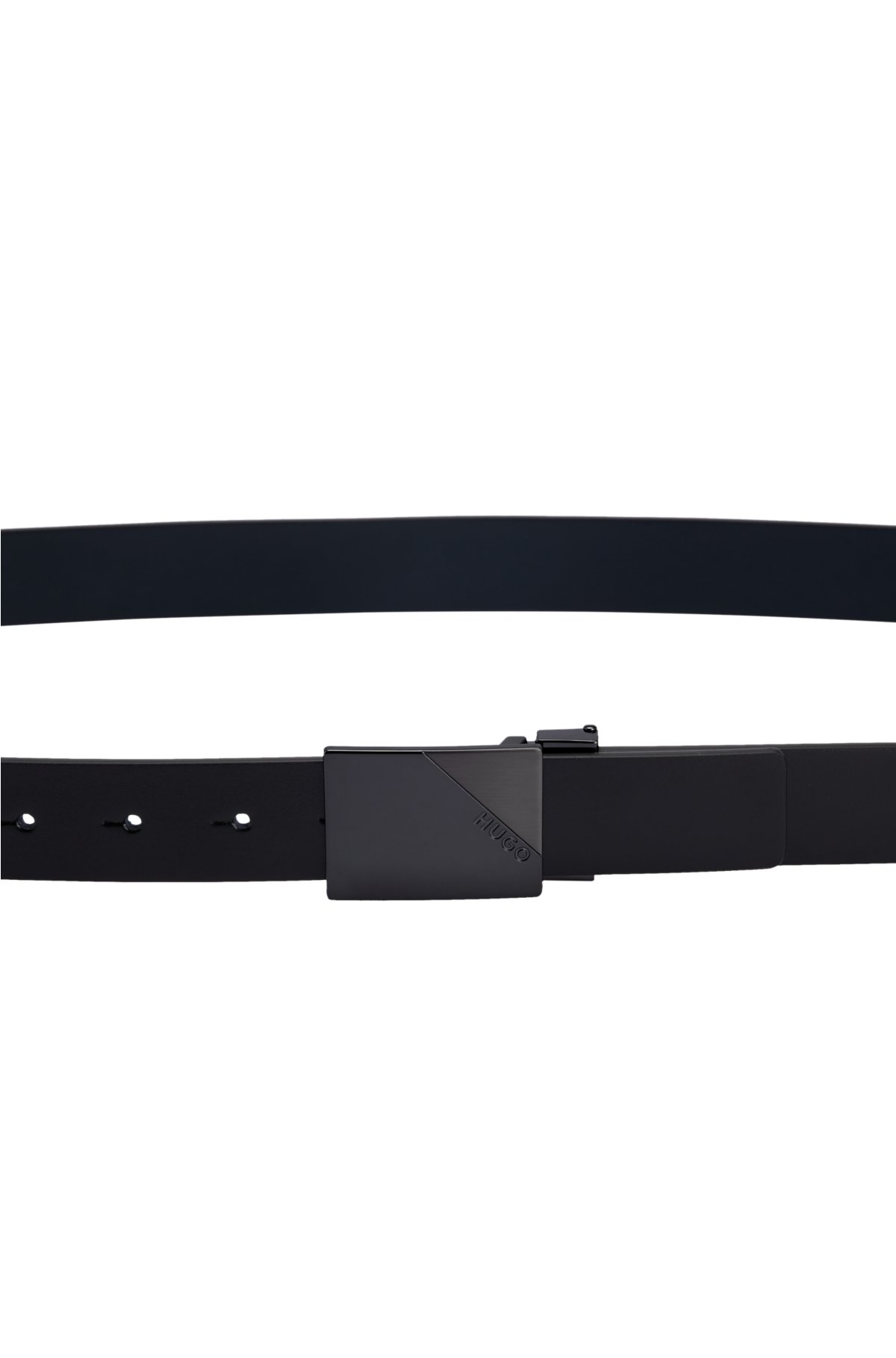 HUGO - Reversible leather belt with pin and plaque buckles