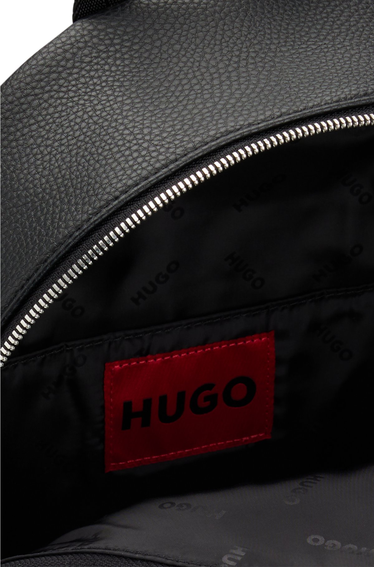 HUGO - Logo-patch backpack in grained faux leather