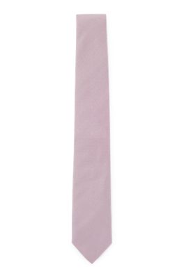 Shop Hugo Boss Pure-silk Tie With Jacquard-woven Micro Pattern In Light Pink