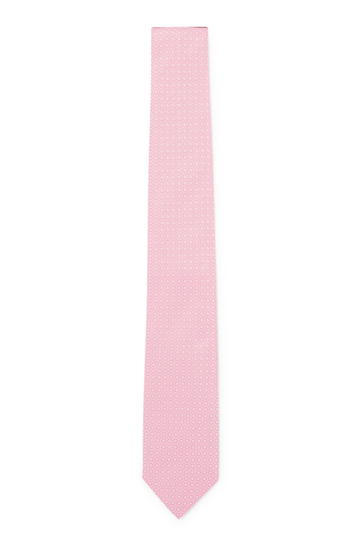 Cravate en soie pure avec micro motif en jacquard tissé, Rose clair