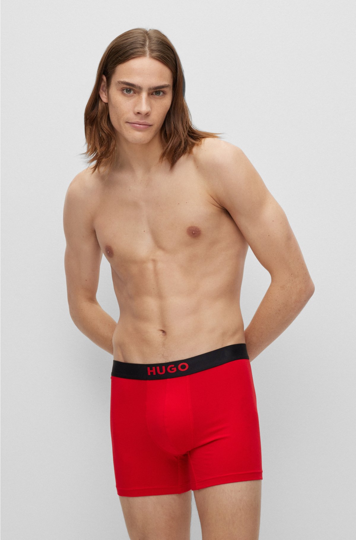 Two-pack of stretch-cotton boxer briefs with logos