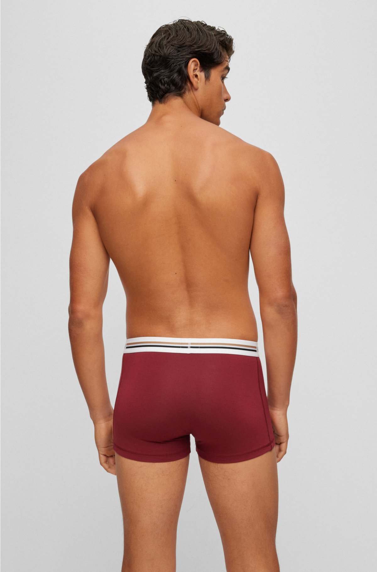 Three-pack of soft-touch stretch trunks with logo waistbands