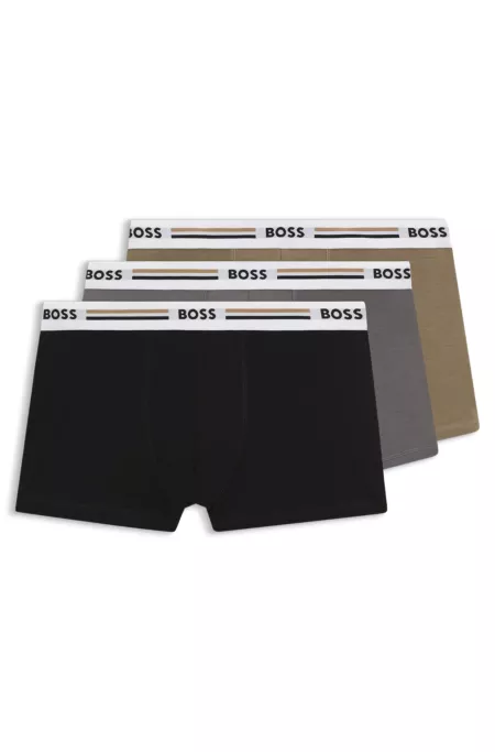 Three-pack of trunks with stripe and logo waistbands