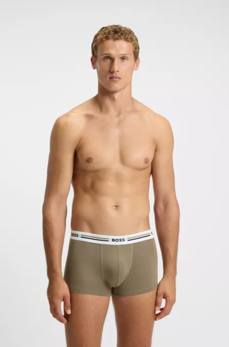 Three-pack of trunks with stripe and logo waistbands