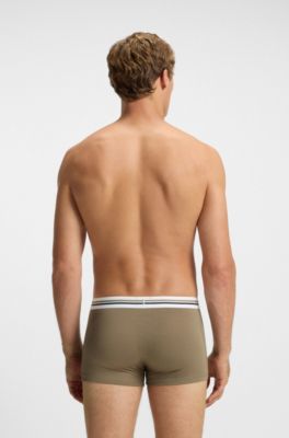 Three-pack of trunks with stripe and logo waistbands, Patterned