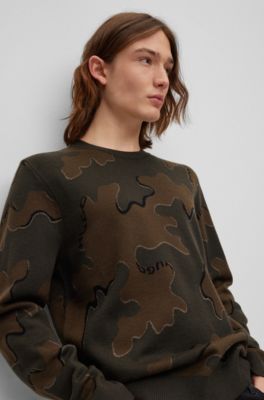 HUGO - Virgin-wool sweater with all-over camouflage motif