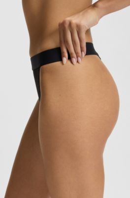Tanga de algod&oacute;n el&aacute;stico con logo rojo, Negro