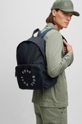 BOSS Backpack with circular logos and top handle