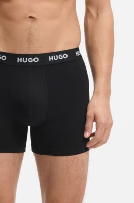 Lot de trois boxers longs en coton stretch, Fantaisie