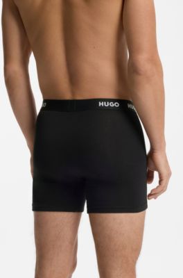 Lot de trois boxers longs en coton stretch, Fantaisie