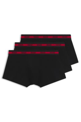 Three-pack of stretch-cotton trunks with logo waistbands, Black