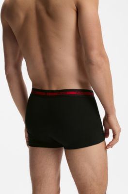 Three-pack of stretch-cotton trunks with logo waistbands, Black