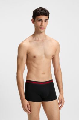 Paquete de tres calzoncillos de algod&oacute;n el&aacute;stico con logos, Negro