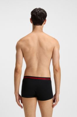 Paquete de tres calzoncillos de algod&oacute;n el&aacute;stico con logos, Negro