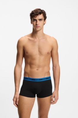 Paquete de tres calzoncillos de algod&oacute;n el&aacute;stico con logos, Negro