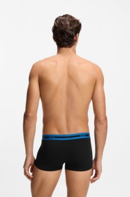 Paquete de tres calzoncillos de algod&oacute;n el&aacute;stico con logos, Negro