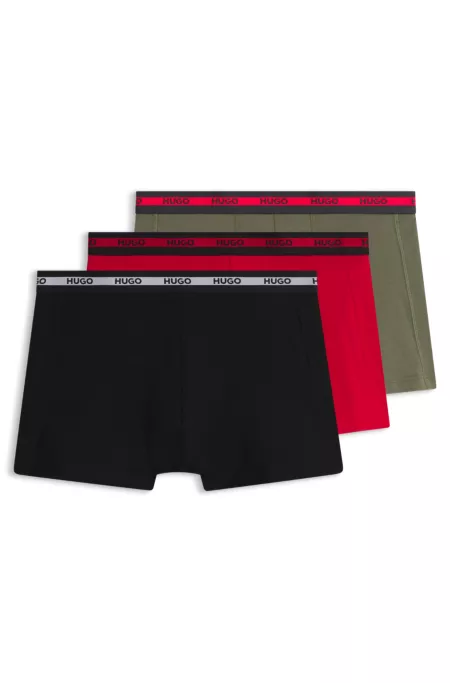 Three-pack of stretch-cotton trunks with logo waistbands