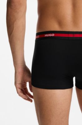 Three-pack of stretch-cotton trunks with logo waistbands, Patterned