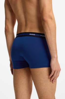 Three-pack of stretch-cotton trunks with logo waistbands, Patterned