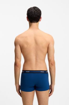 Three-pack of stretch-cotton trunks with logo waistbands, Patterned